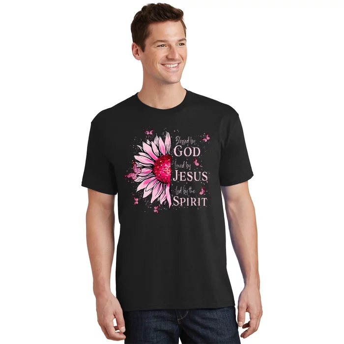 Blessed By God Loved By Jesus Sunflower T-Shirt