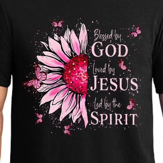 Blessed By God Loved By Jesus Sunflower Pajama Set