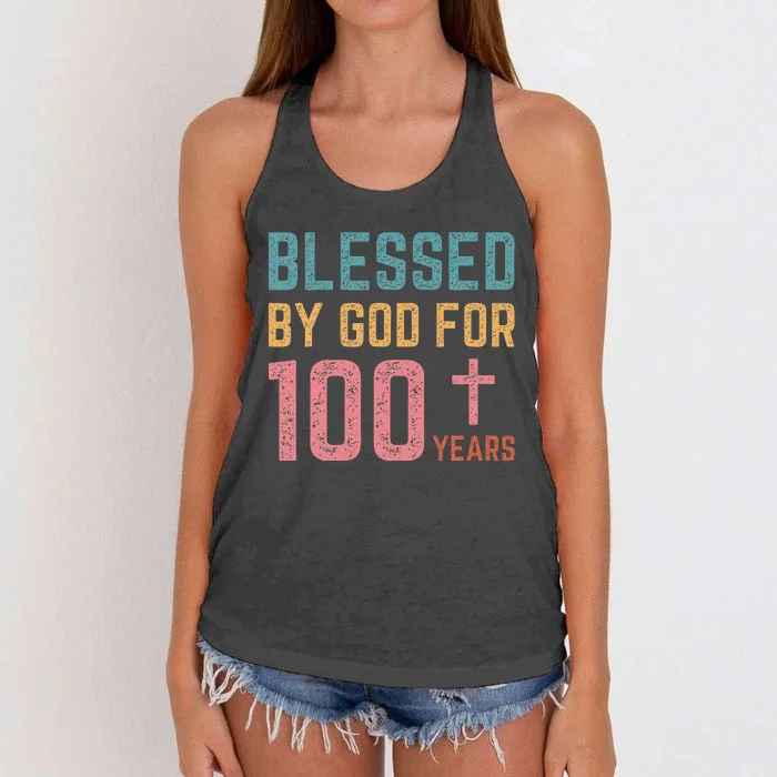 Blessed By God For 100 Years Old Religious Women's Knotted Racerback Tank