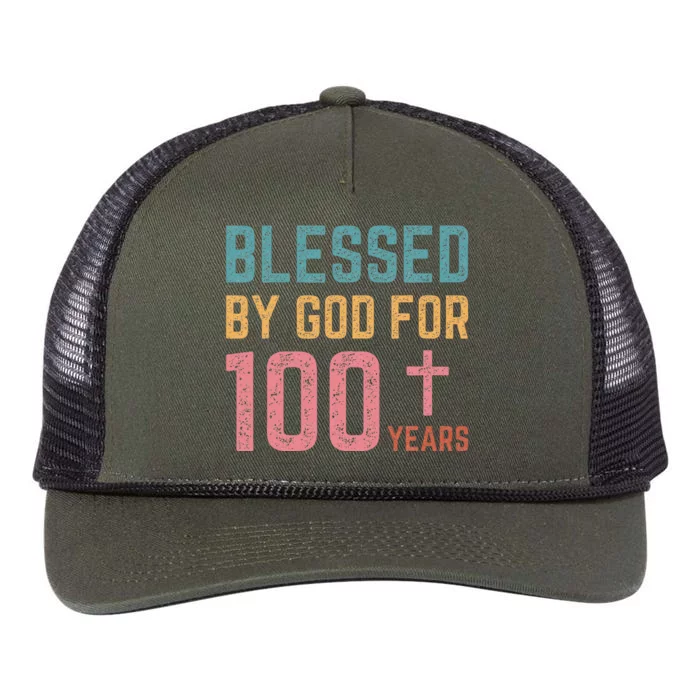 Blessed By God For 100 Years Old Religious Retro Rope Trucker Hat Cap