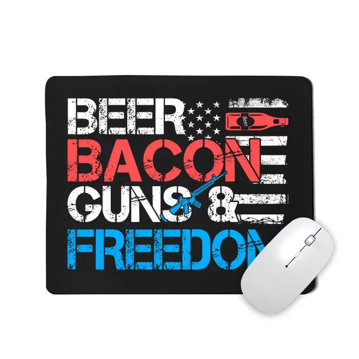 BEER BACON GUNS & FREEDOM BBQ Vintage USA Flag Drinking Mousepad