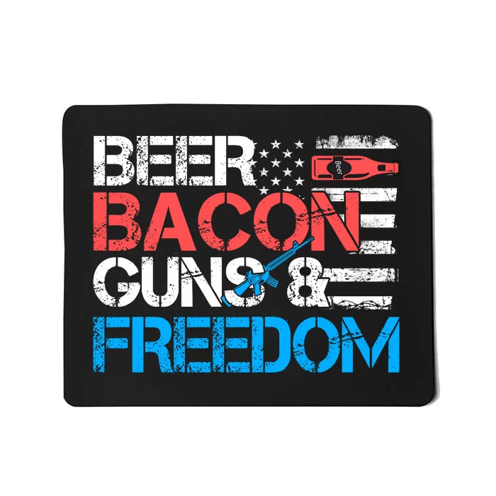 BEER BACON GUNS & FREEDOM BBQ Vintage USA Flag Drinking Mousepad