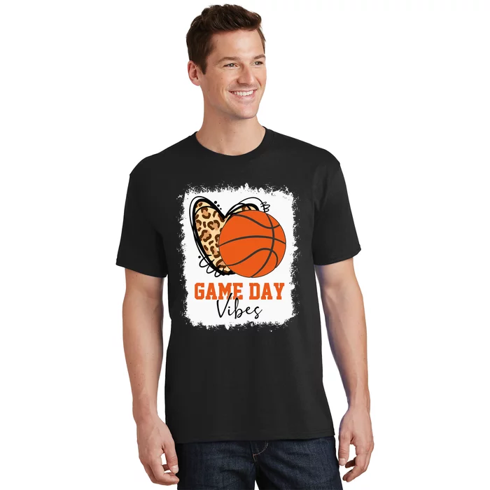 Bleached Basketball Game Day Vibes Basketball Mom Game Day T-Shirt