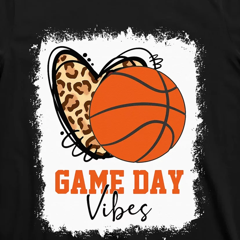 Bleached Basketball Game Day Vibes Basketball Mom Game Day T-Shirt