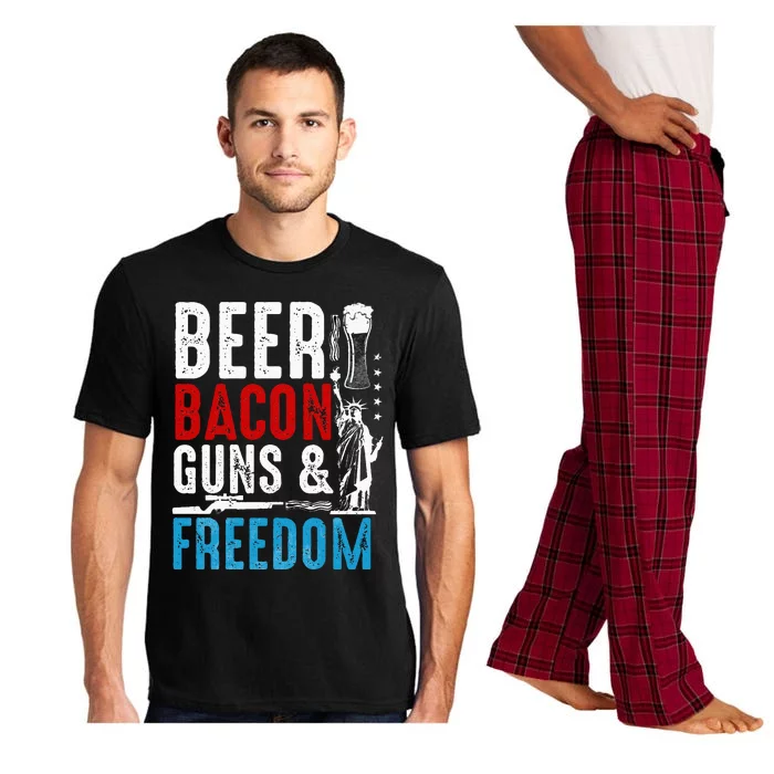 Beer Bacon Guns And Freedom 4th of July Beer Lover Daddy Gif Pajama Set