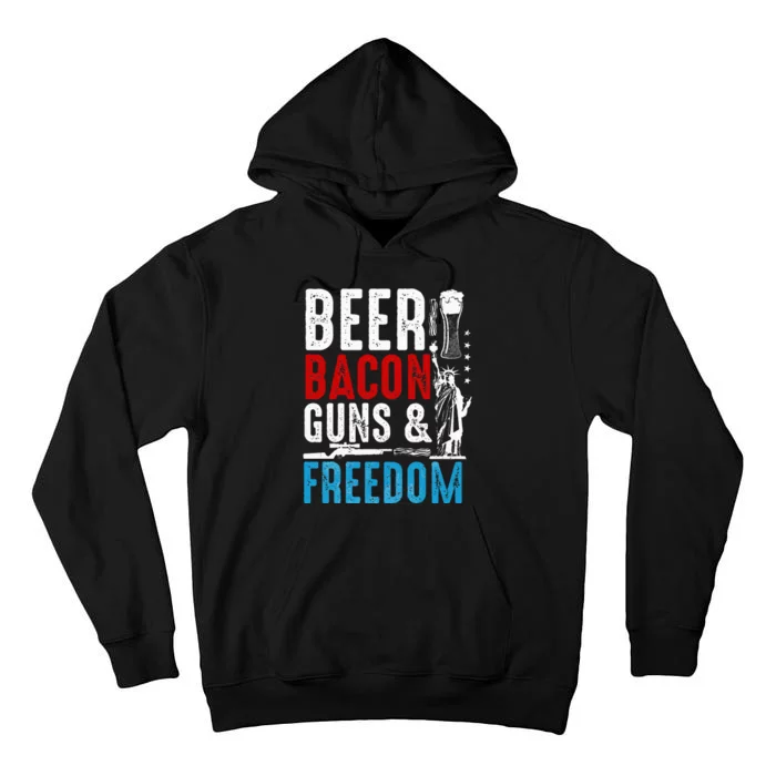 Beer Bacon Guns And Freedom 4th of July Beer Lover Daddy Gif Tall Hoodie