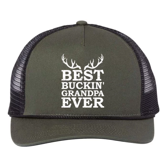 Best Buckin' Grandpa Ever Hunting Great Gift Retro Rope Trucker Hat Cap