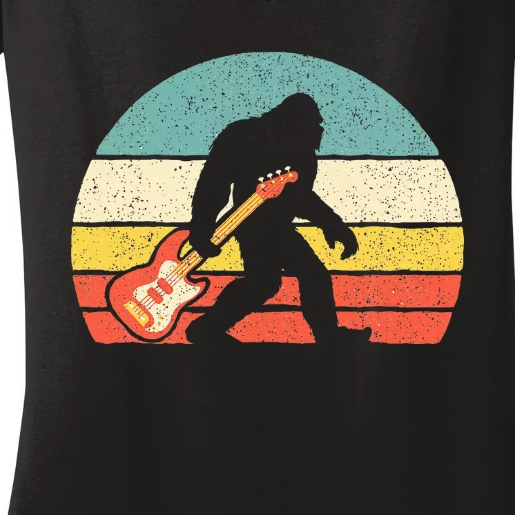 Bigfoot Bass Guitar  Bass Player Bassist Music Guitarist Women's V-Neck T-Shirt