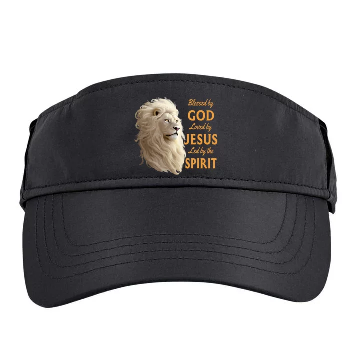 Blessed By God Loved By Jesus Christian Lion Adult Drive Performance Visor