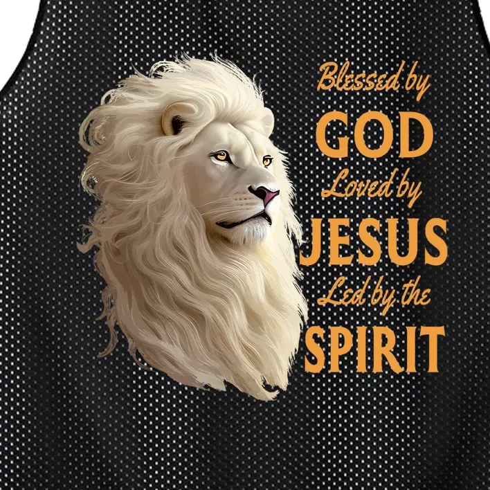 Blessed By God Loved By Jesus Christian Lion Mesh Reversible Basketball Jersey Tank