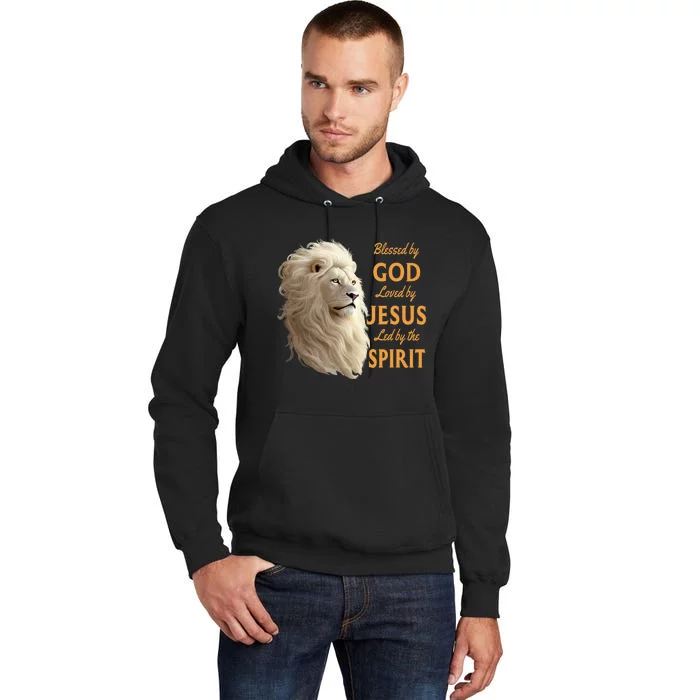 Blessed By God Loved By Jesus Christian Lion Tall Hoodie