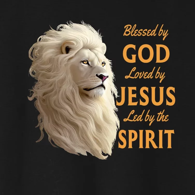 Blessed By God Loved By Jesus Christian Lion Women's Crop Top Tee