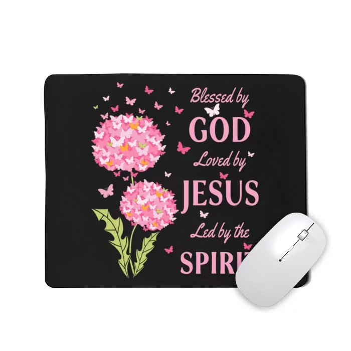 Blessed By God Loved By Jesus Butterfly Dandelion Mousepad