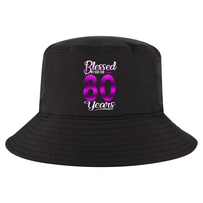 Blessed by God for 80 Years Old 80th Birthday Gifts Crown Cool Comfort Performance Bucket Hat