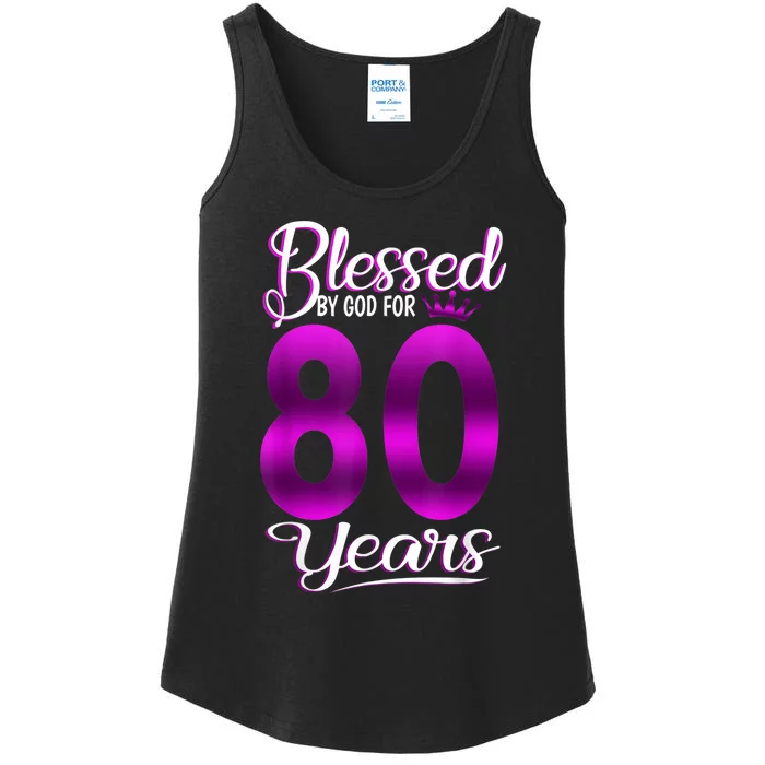 Blessed by God for 80 Years Old 80th Birthday Gifts Crown Ladies Essential Tank