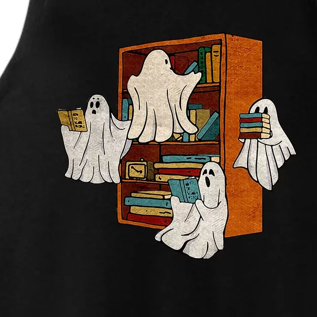 Boo Books Ghost Librarian Halloween Teacher Reading Lover Ladies Tri-Blend Wicking Tank