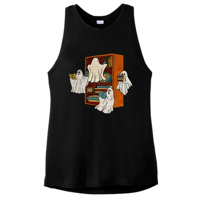 Boo Books Ghost Librarian Halloween Teacher Reading Lover Ladies Tri-Blend Wicking Tank