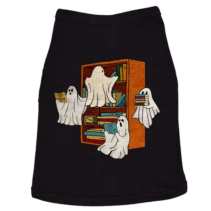 Boo Books Ghost Librarian Halloween Teacher Reading Lover Doggie Tank