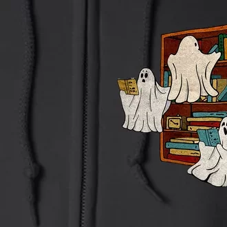 Boo Books Ghost Librarian Halloween Teacher Reading Lover Full Zip Hoodie