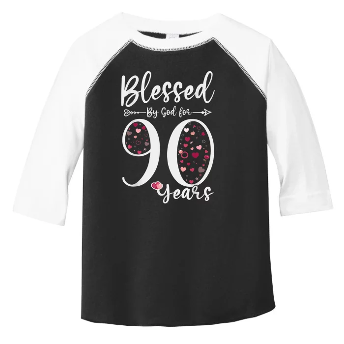 Blessed by God For 90 Years Old 90th Birthday Gift For WoM.e.n Toddler Fine Jersey T-Shirt