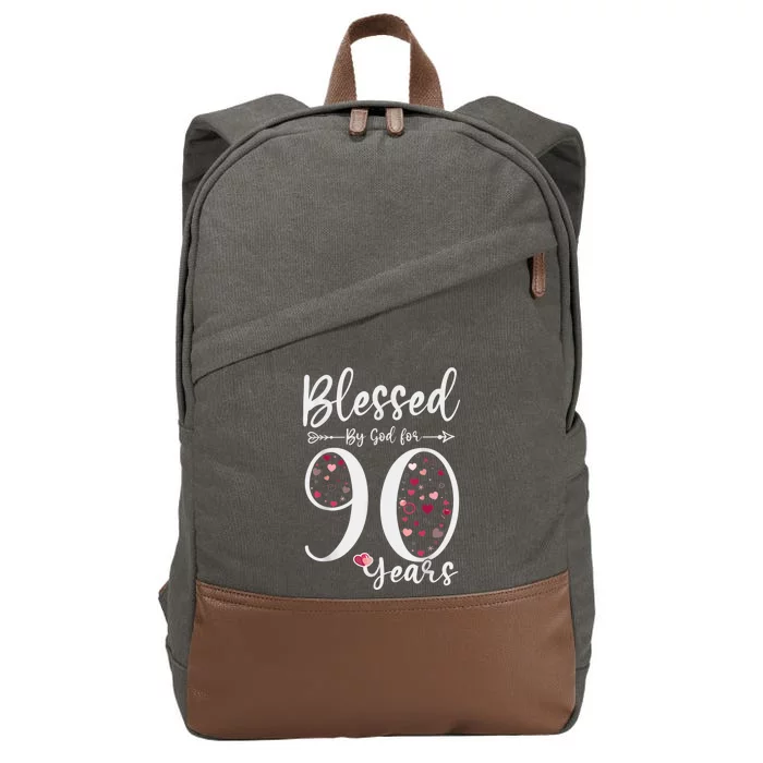 Blessed by God For 90 Years Old 90th Birthday Gift For WoM.e.n Cotton Canvas Backpack