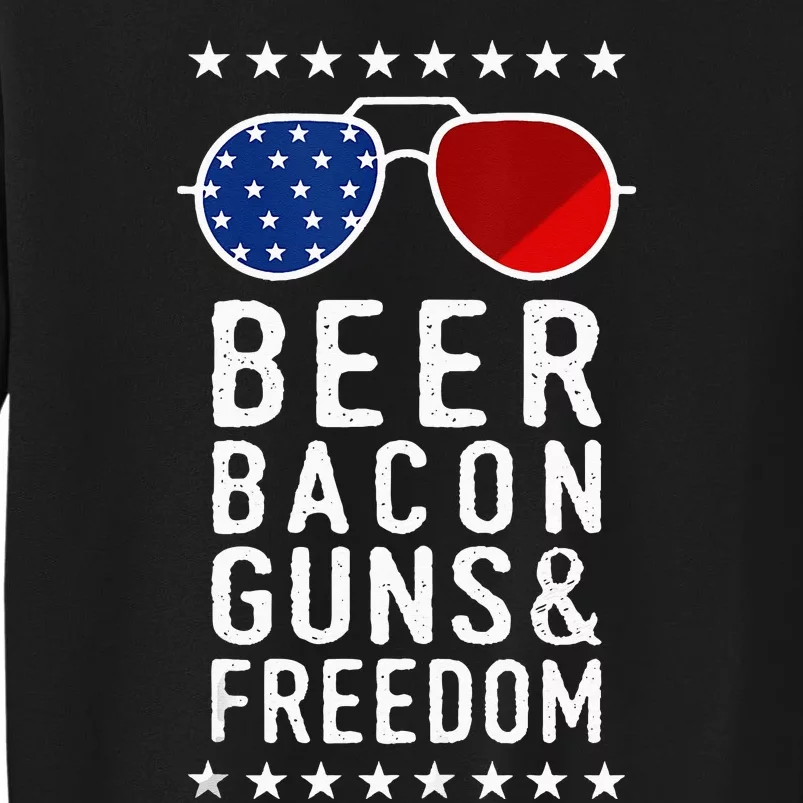 Beer Bacon Guns And Freedom Veteran US Flag 4th Of July Sweatshirt