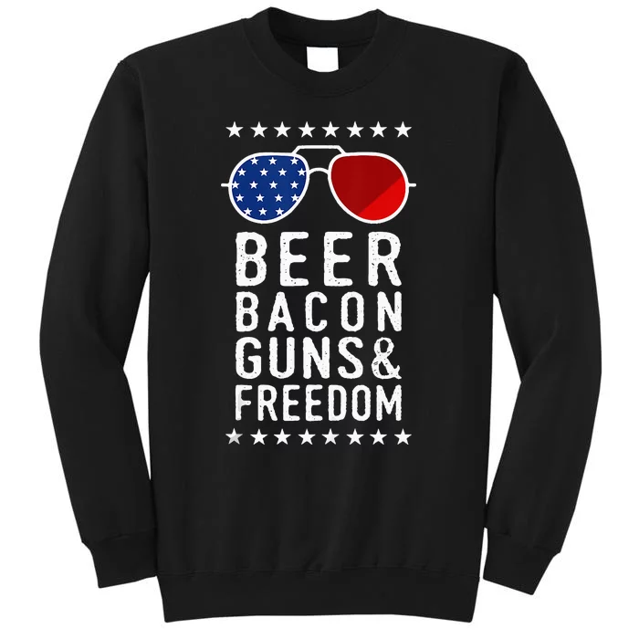 Beer Bacon Guns And Freedom Veteran US Flag 4th Of July Sweatshirt