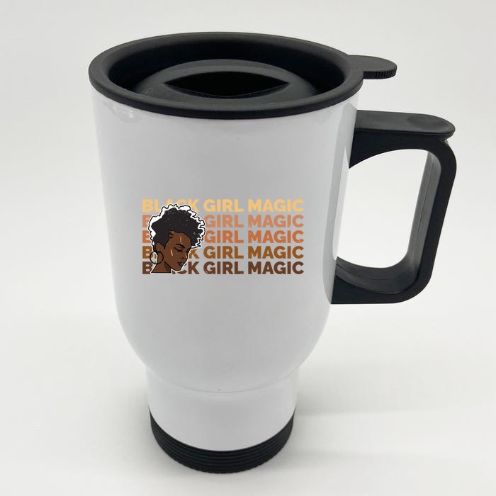 Black Black History Month Blm Melanin Poppin Afro Queen Gift Front & Back Stainless Steel Travel Mug