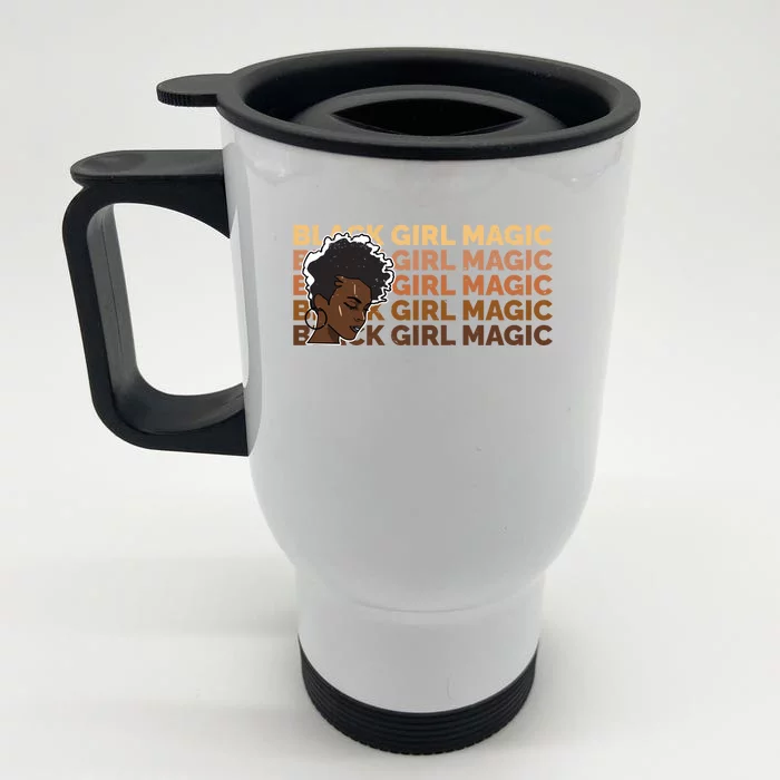 Black Black History Month Blm Melanin Poppin Afro Queen Gift Front & Back Stainless Steel Travel Mug