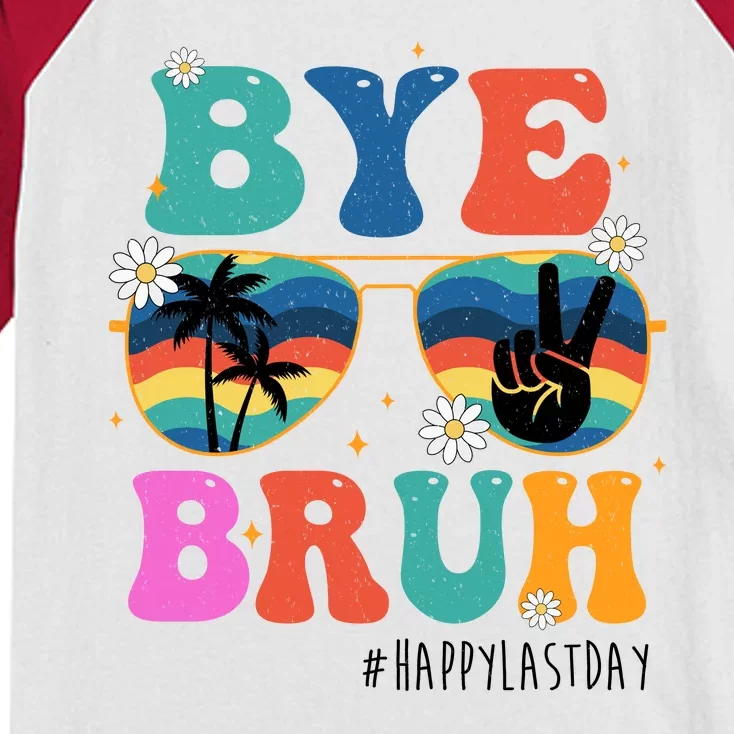 Bye Bruh Happy Last Day Of School Retro Hippie Kids Colorblock Raglan Jersey