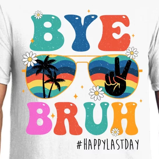 Bye Bruh Happy Last Day Of School Retro Hippie Pajama Set