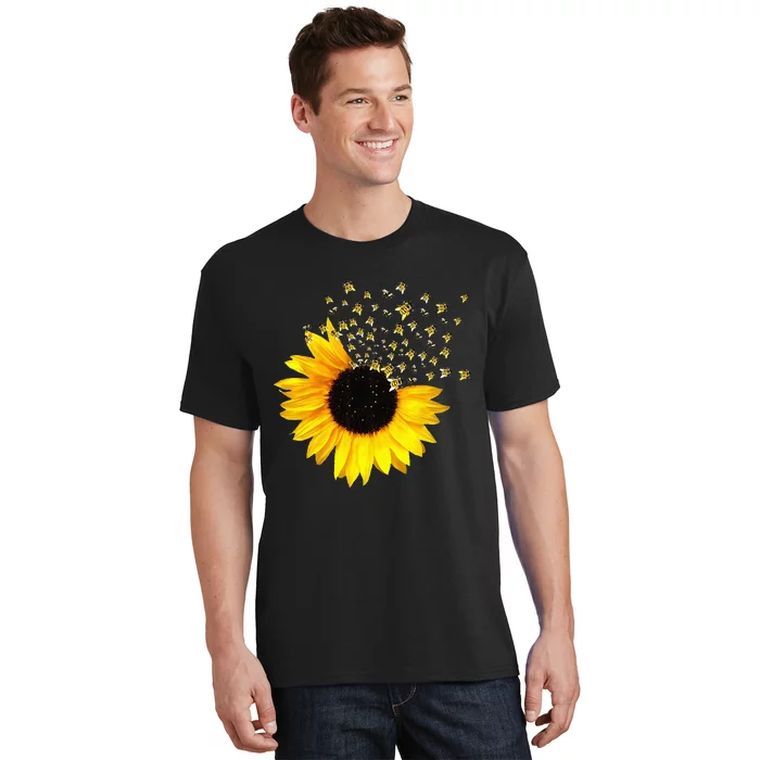 bumble bee. honey bees. bee lover. sunflower. yellow flowers T-Shirt