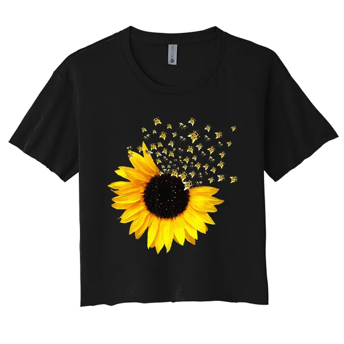 bumble bee. honey bees. bee lover. sunflower. yellow flowers Women's Crop Top Tee