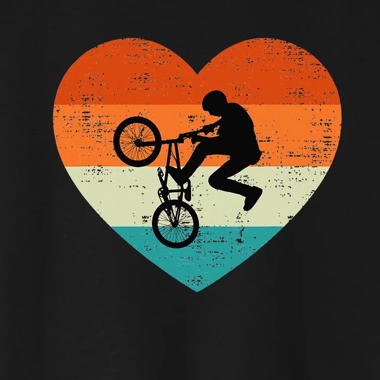 BMX Biker Heart Love Retro Valentines Day Women's Crop Top Tee