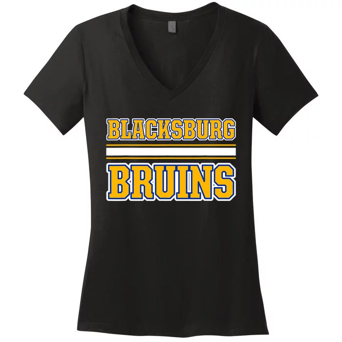 Blacksburg Bruins Horizontal Stripes Women's V-Neck T-Shirt