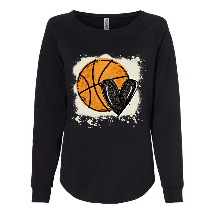 Bleached Basketball Heart Game Day Vibes Basketball Mom Life Gift Womens California Wash Sweatshirt