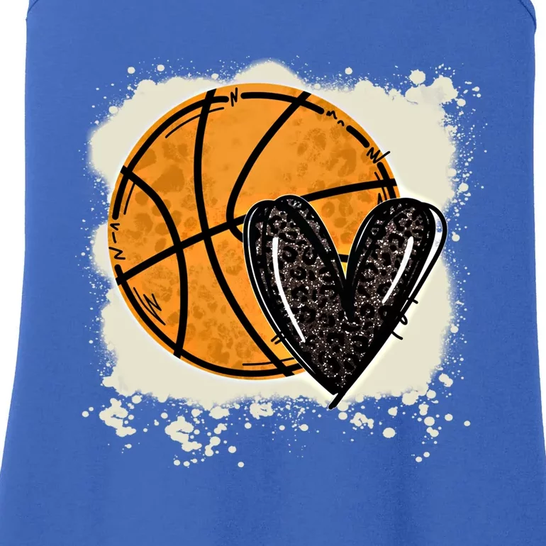 Bleached Basketball Heart Game Day Vibes Basketball Mom Life Gift Ladies Essential Tank