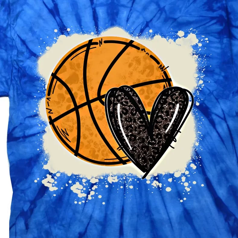 Bleached Basketball Heart Game Day Vibes Basketball Mom Life Gift Tie-Dye T-Shirt