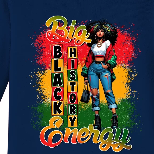 Big Black History Energy African Junenth Melanin Gift Baby Long Sleeve Bodysuit