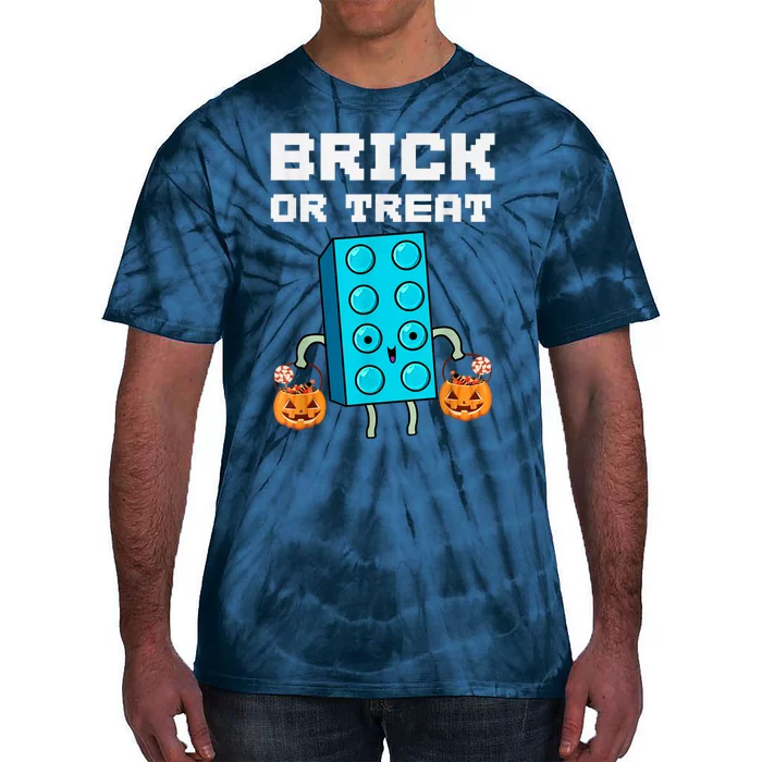 Block Building Halloween Brick Or Treat Kids Master Builder Tie-Dye T-Shirt