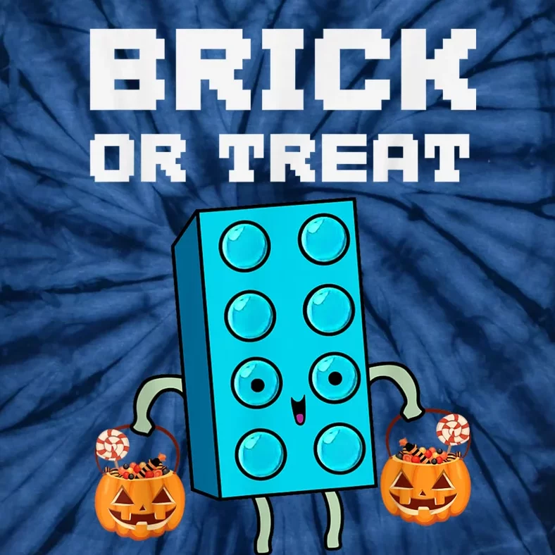 Block Building Halloween Brick Or Treat Kids Master Builder Tie-Dye T-Shirt