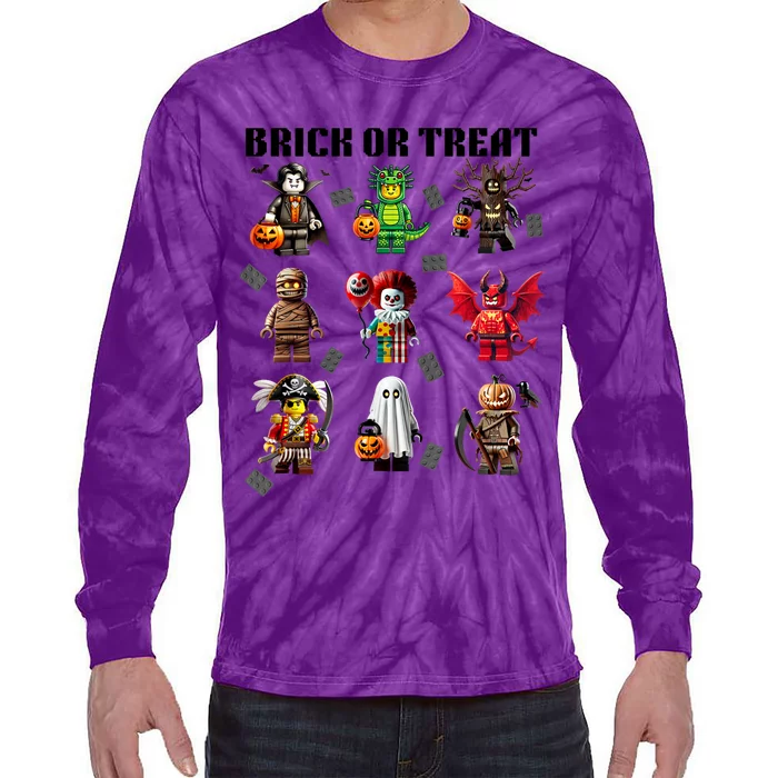 Building Bricks Halloween Brick Or Treat Costume Monsters Tie-Dye Long Sleeve Shirt