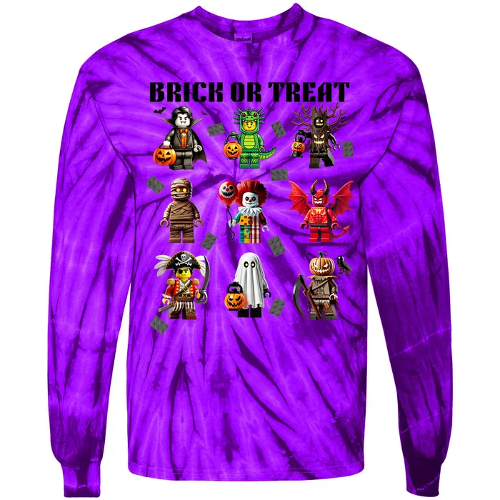 Building Bricks Halloween Brick Or Treat Costume Monsters Tie-Dye Long Sleeve Shirt