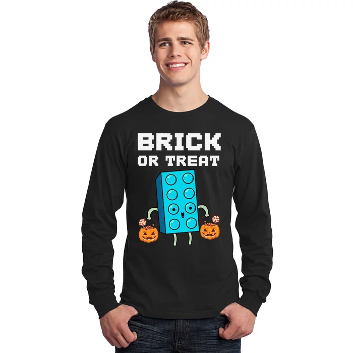 Block Building Halloween Brick Or Treat Master Builder Long Sleeve Shirt