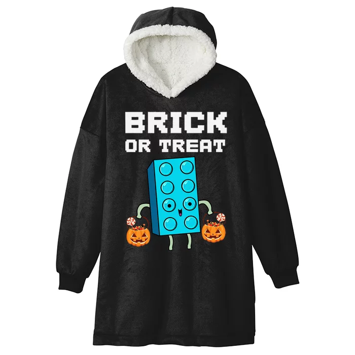 Block Building Halloween Brick Or Treat Master Builder Hooded Wearable Blanket