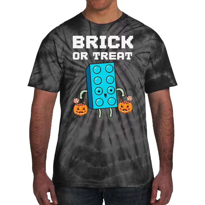 Block Building Halloween Brick Or Treat Master Builder Tie-Dye T-Shirt