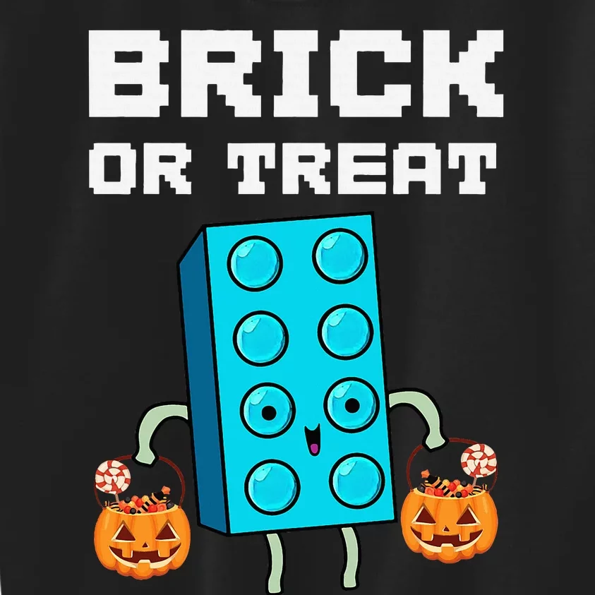 Block Building Halloween Brick Or Treat Master Builder Kids Sweatshirt