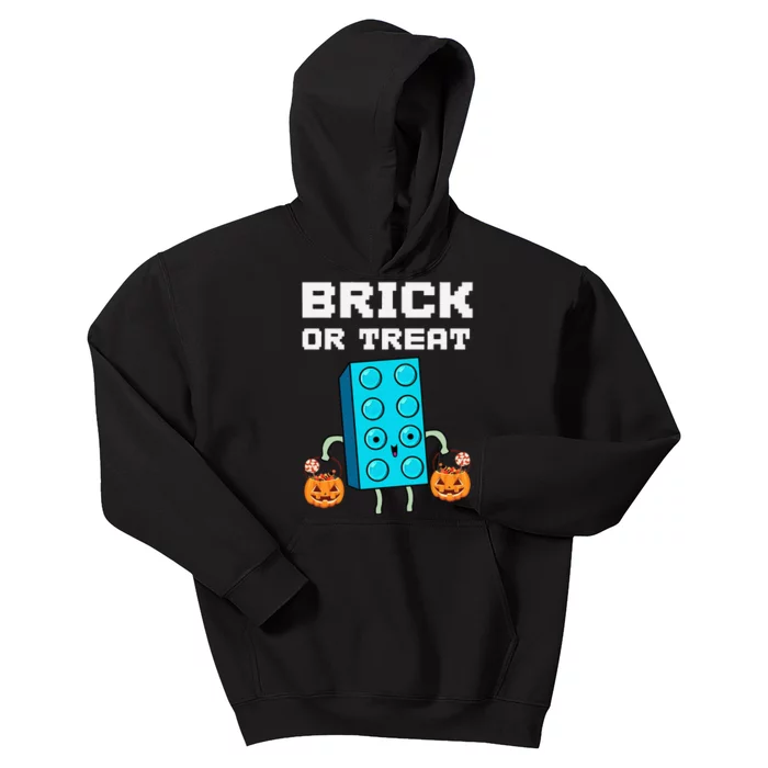 Block Building Halloween Brick Or Treat Master Builder Kids Hoodie