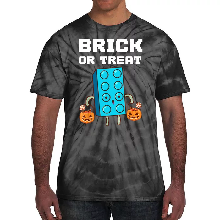 Block Building Halloween Brick Or Treat Kids Master Builder Tie-Dye T-Shirt