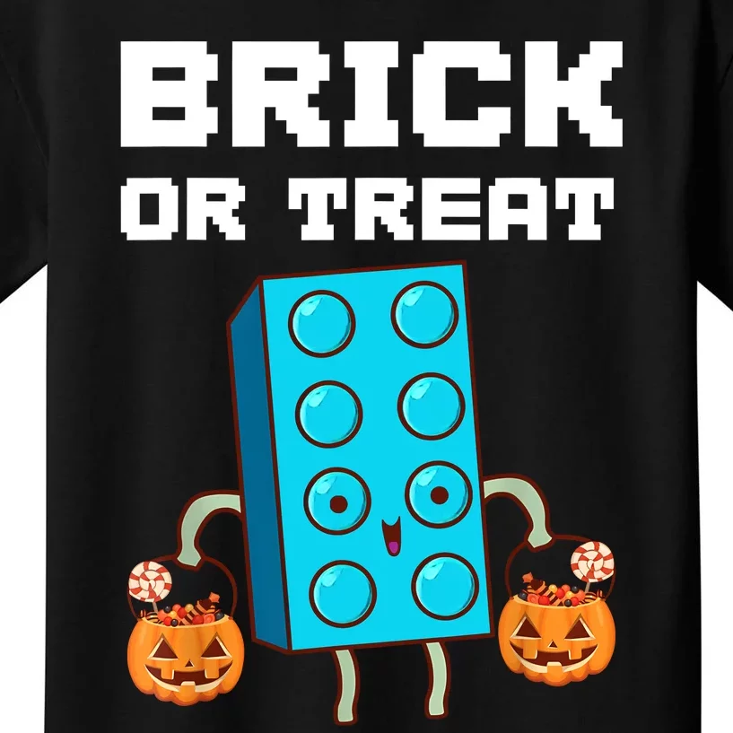 Block Building Halloween Brick Or Treat Kids Master Builder Kids T-Shirt